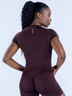 Women's Brown Muscle Tee - Performance Fit